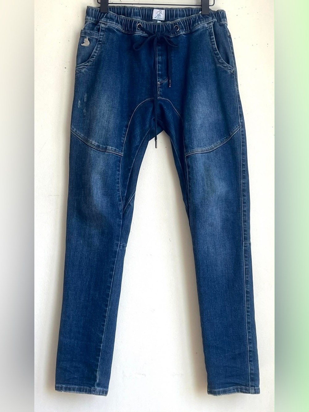 Slim Straight Women’s Jeans with Drawstring Waist in Deep Blue